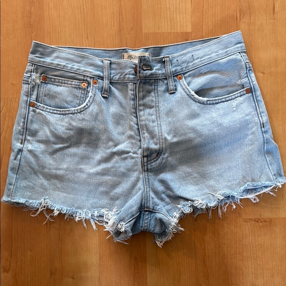 Madewell Blue Jean Shorts Distressed Frayed Hem